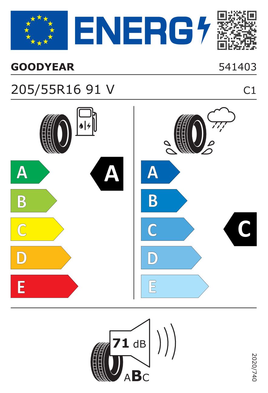 Etykieta dla GOODYEAR 205/55 R16 Efficientgrip Performance 91V