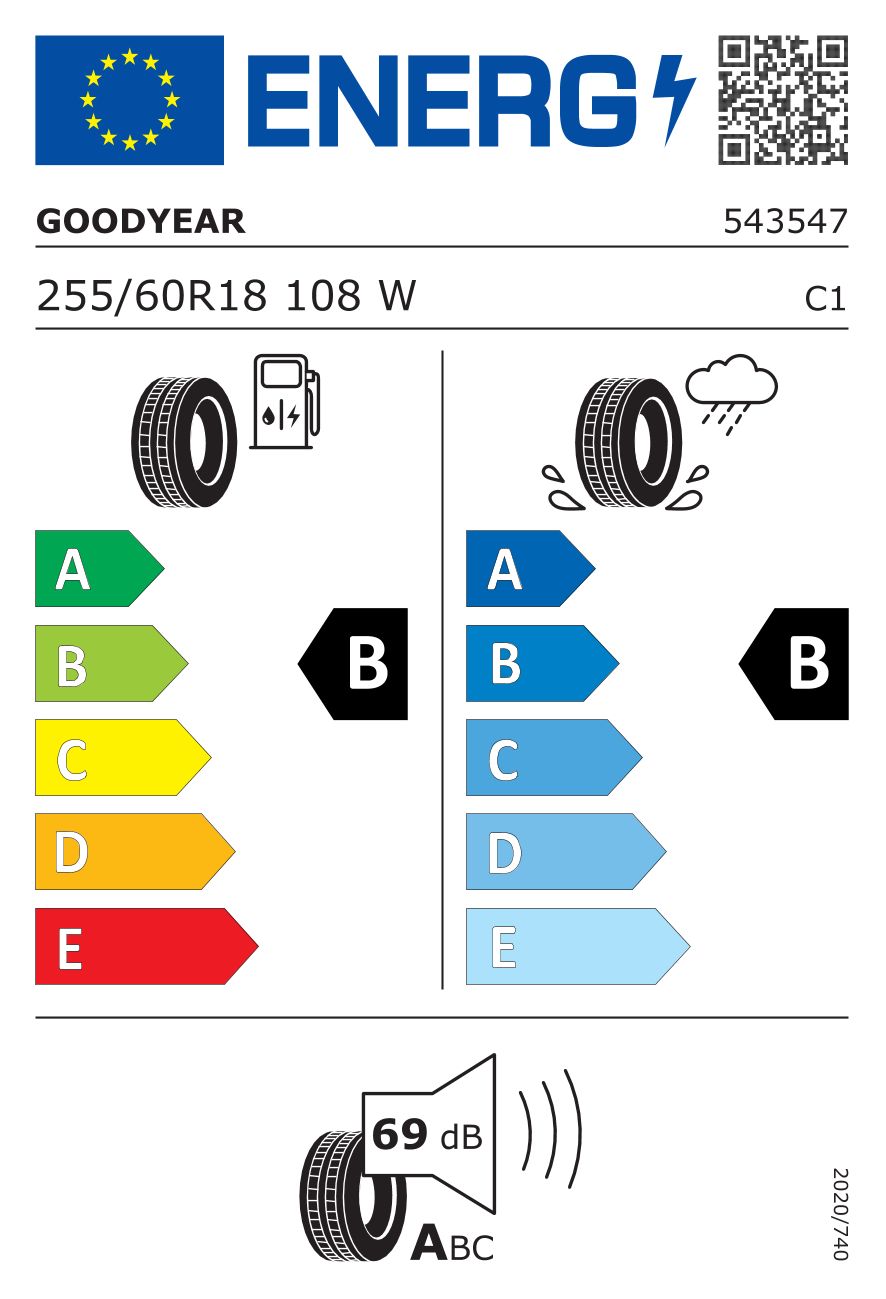 Etykieta dla GOODYEAR 255/60 R18 Eagle F1 Asymmetric 3 SUV 108W