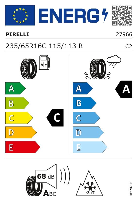 Etykieta dla PIRELLI 235/65 R16C Carrier All Season 115/113R