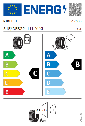 Etykieta dla PIRELLI 315/35 R22 P Zero (PZ4) 111Y