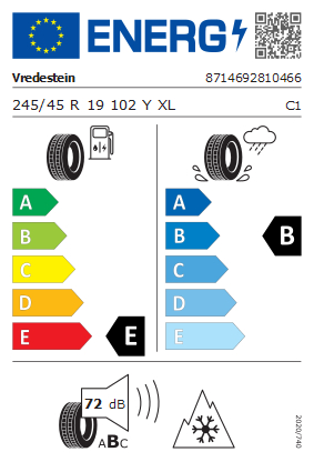 Etykieta dla VREDESTEIN 245/45 R19 Quatrac Pro+ 102Y