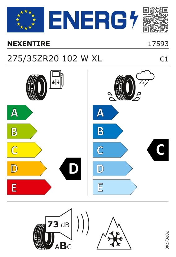 Etykieta dla NEXEN 275/35 R20 WINGUARD SPORT 2 102W