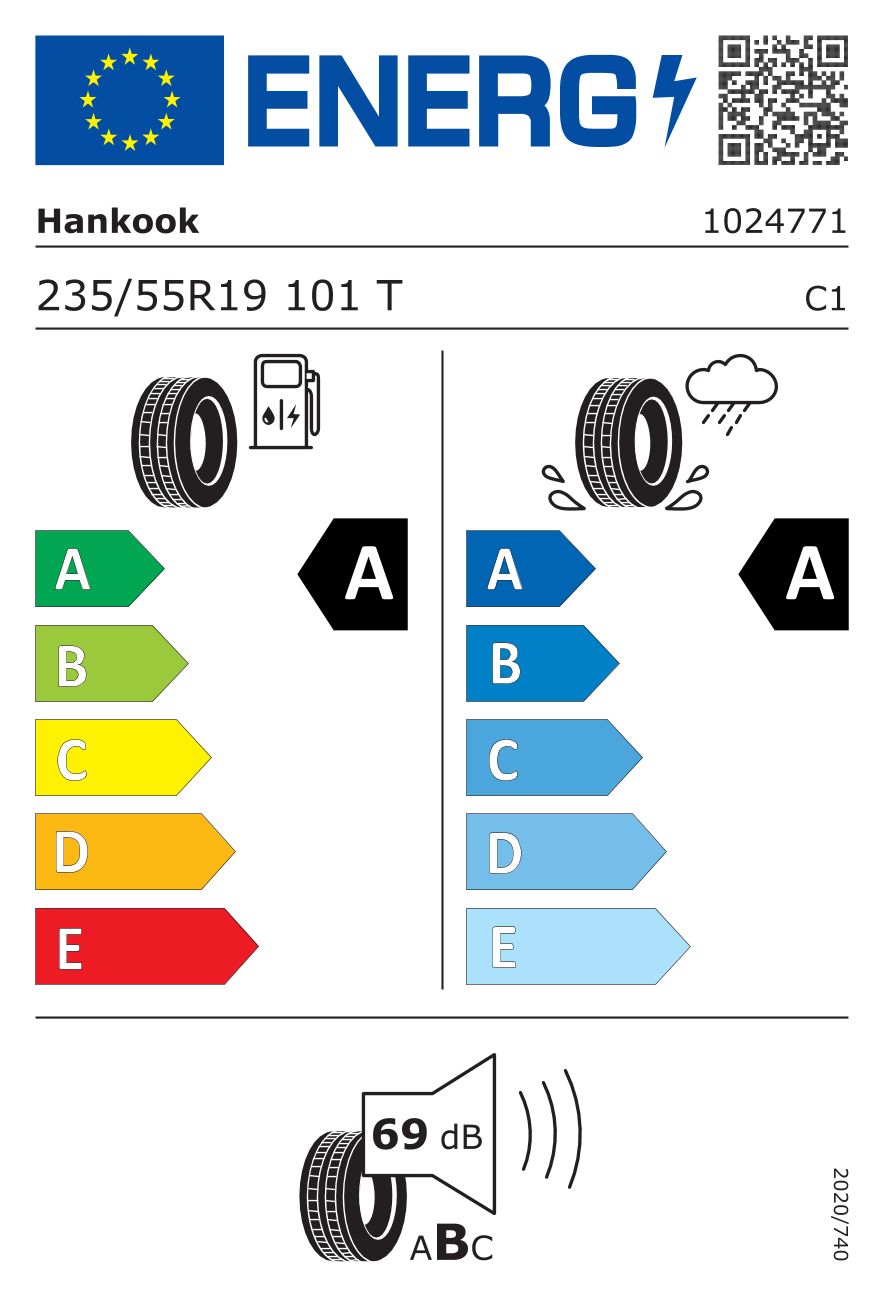 Etykieta dla HANKOOK 235/55 R19 ventus S1 evo 3 K127E 1010T