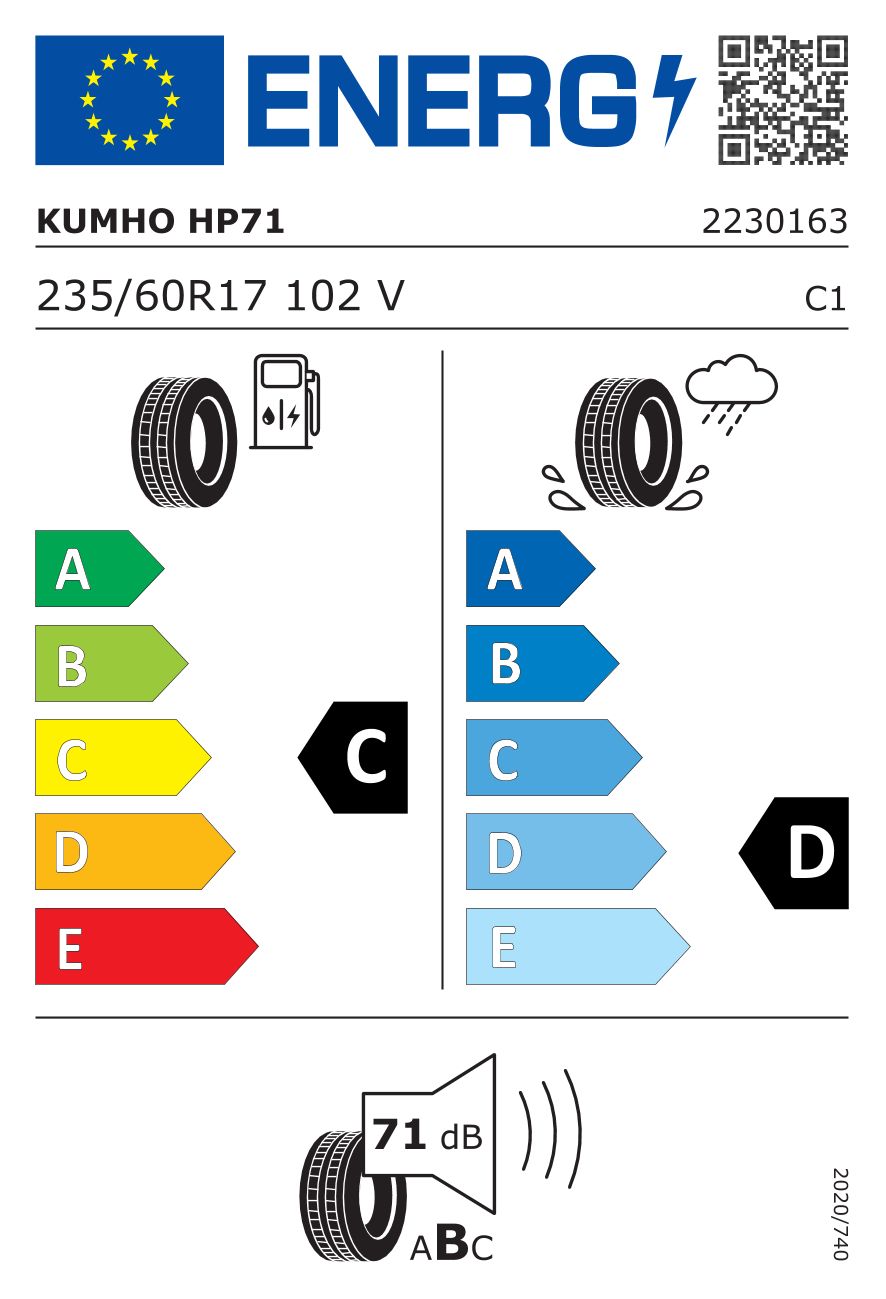 Etykieta dla KUMHO 235/60 R17 CRUGEN HP71 102V