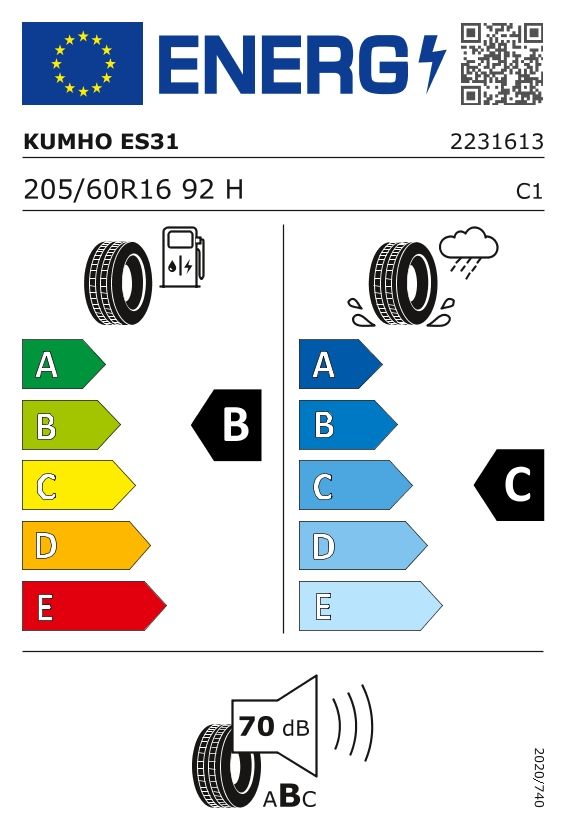 Etykieta dla KUMHO 205/60 R16 ECOWING ES31 92H