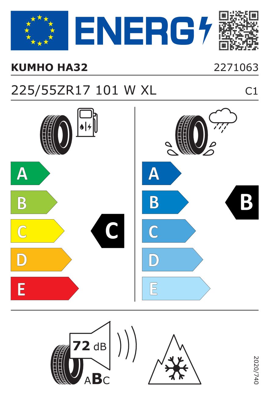 Etykieta dla KUMHO 225/55 R17 SOLUS HA32 4S 101W