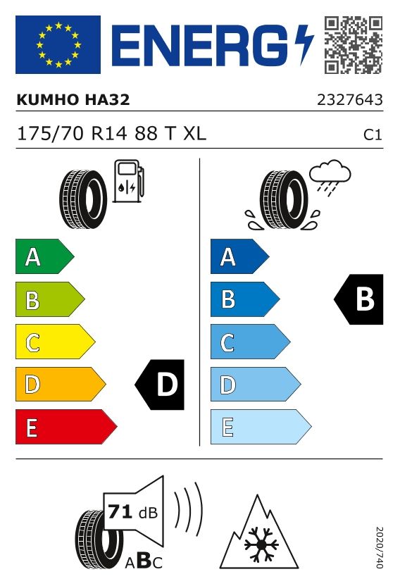 Etykieta dla KUMHO 175/70 R14 SOLUS 4S HA32 88T